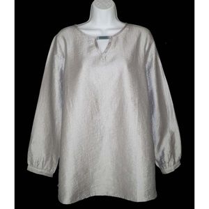Chico's 1 M Silver Metallic Angelena Top Shirt